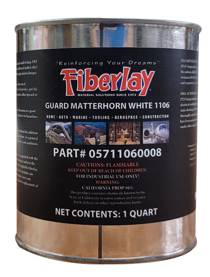 FIBERLAY ORCA GUARD GELCOAT MATTERHORN WHITE NO WAX QUART