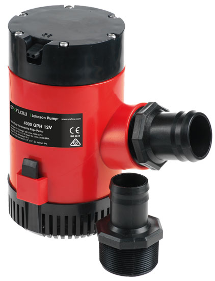 JOHNSON PUMP BILGE SUBMERSIBLE 4000 GPH WITH CHECK VALVE 12 VOLT