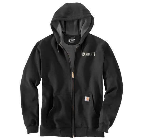 CARHARTT FULL-ZIP AUTHENTIC GEAR GRAPHIC HOODIE BLACK 3X-LARGE