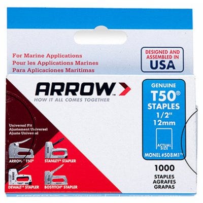 ARROW 1/2" MONEL STAPLES FOR T-50 STAPLE GUN