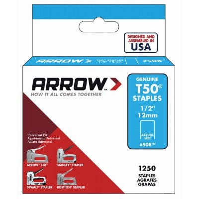 ARROW ZINC STAPLES FOR T-50 STAPLE GUN (BOX OF 1250)