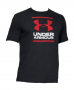 UNDER ARMOUR T-SHIRT MENS BLACK WITH RED/WHITE LOGO LARGE