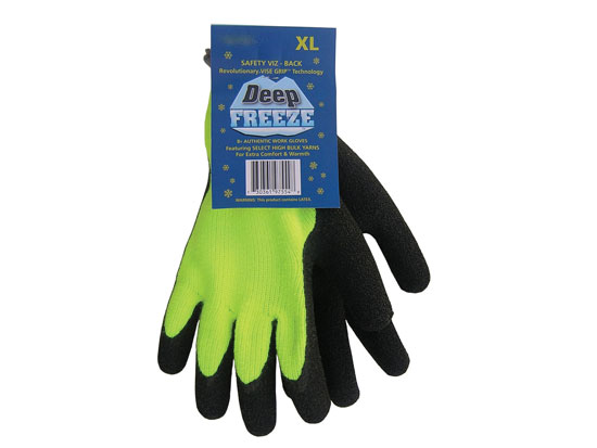 GLOVE DEEP FREEZE HI-VIZ LARGE DOUBLE LAYERED & DOUBLE DIPPED LATEX COATED