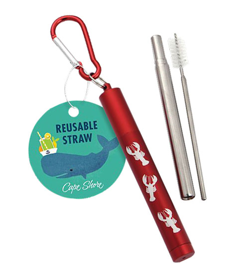 REUSABLE STRAW - LOBSTER CASE, BRUSH & CLIP- RED