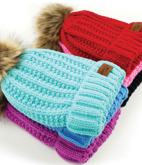 KIDS PLUSH LINED KNIT HAT ASSORTED COLORS