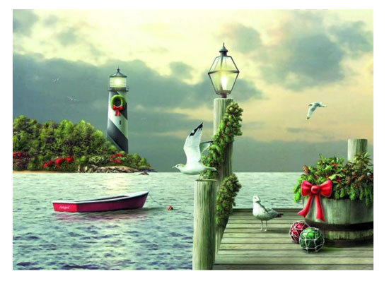 CHRISTMAS CARD A CHRISTMAS DOCK 16 CARDS W/ENVELOPES