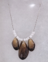 NECKLACE BROWN SHELLS/GLASS BEADS 24" SILVER CHAIN