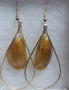 EARRINGS BROWN SHELL W/GOLD TEARDROP SETTING FRENCH HOOKS