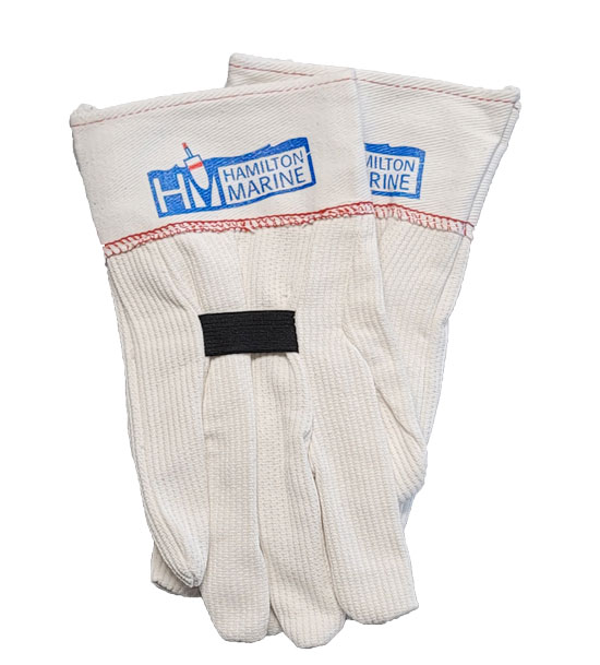 GLOVE FISHERMAN WHITE WITH COLORED POLYESTER-CORD TRIM (PAIR OR DOZEN)