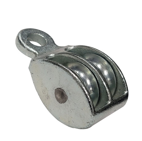PULLEY DOUBLE FAST EYE GALVANIZED FOR 1/4" ROPE