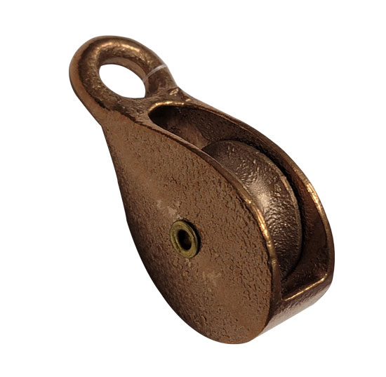 PULLEY SINGLE FAST EYE BRONZE FOR 3/8 ROPE