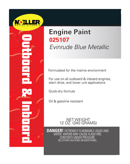  MOELLER ENGINE SPRAY PAINT #1107 EVINRUDE BLUE METALLIC 12 OZ.
