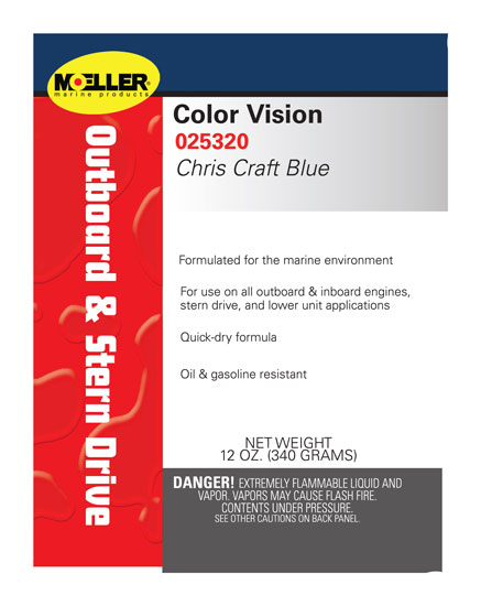MOELLER ENGINE SPRAY PAINT #1320 CHRIS CRAFT BLUE 12 OZ.