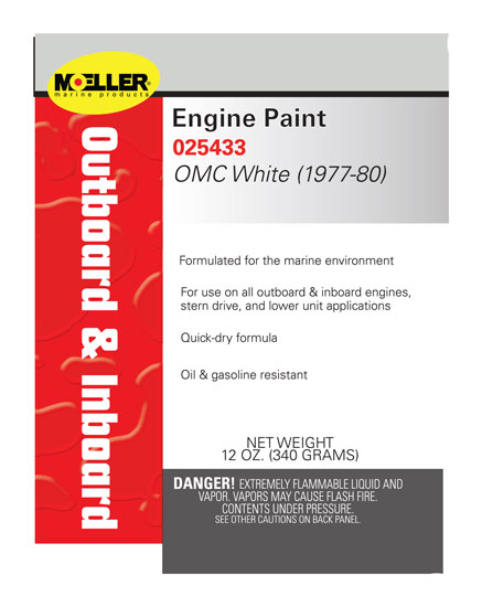 MOELLER ENGINE SPRAY PAINT #1433 OMC WHITE ('77 -'80) 12 OZ.