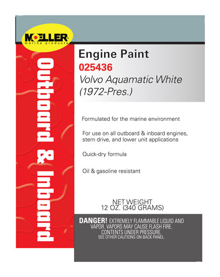 MOELLER ENGINE SPRAY PAINT #1436 VOLVO AQUAMATIC WHITE ('72- PRESENT )