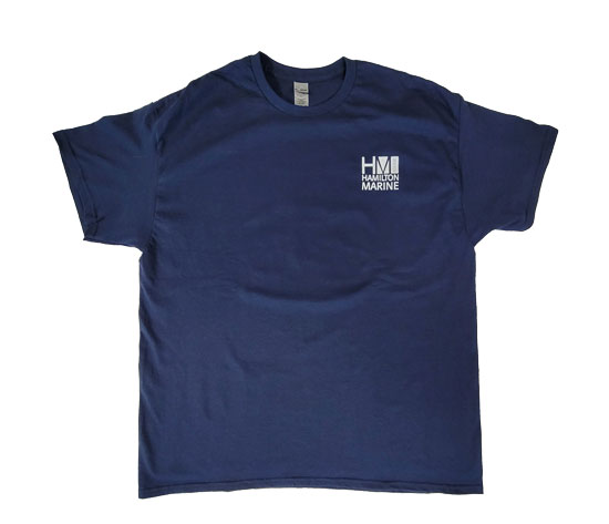 HAMILTON MARINE T-SHIRT NAVY WITH WHITE LOGO MENS 2X-LARGE
