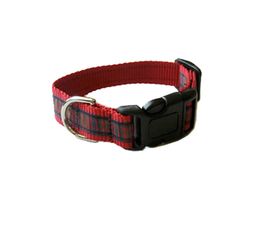 DOG COLLAR PIRATE RED NYL ADJ 17" TO 20" BRASS RING