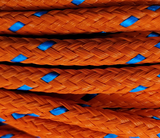 NOVABRAID BREAKAWAY LINE ORANGE WITH BLUE FLECK 3/8"  (REEL OF 600')