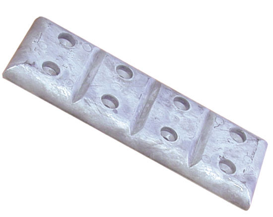 CAMP ZINC HULL PLATE ANODE 8 HOLE 32 OUNCES 7-1/4" X 2-3/4"