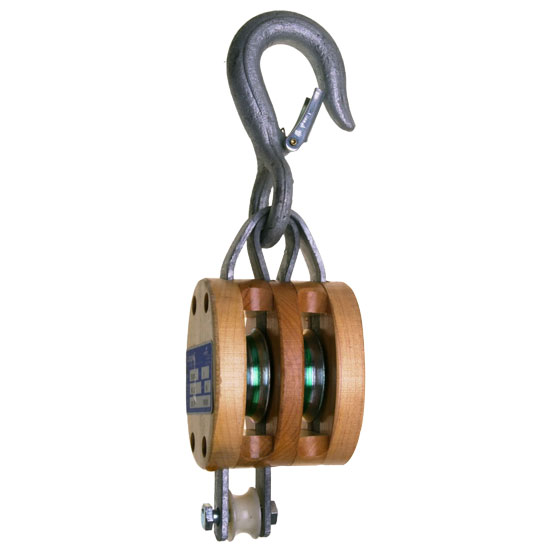 BLOCK ROPE WOOD 6" DOUBLE BRONZE BUSHED