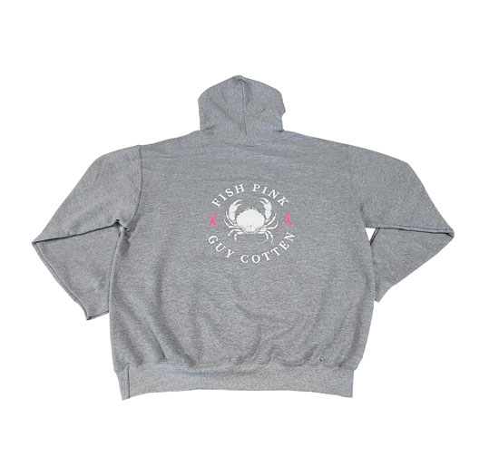 GUY COTTON FISH PINK HOODIE GRAY CRAB LARGE