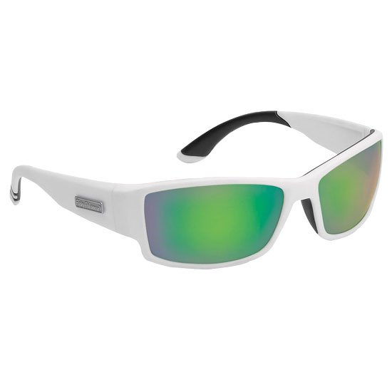 Flying Fisherman Razor Sunglasses Matte White Amber Green Mirror