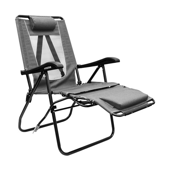 GCI Outdoor Legz Up Lounger Adjustable Folding Recliner Camping Chair, Heathered Loden