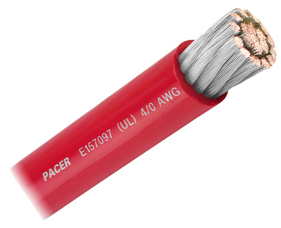 PACER BATTERY CABLE 4/0 RED TINNED (BY FOOT)
