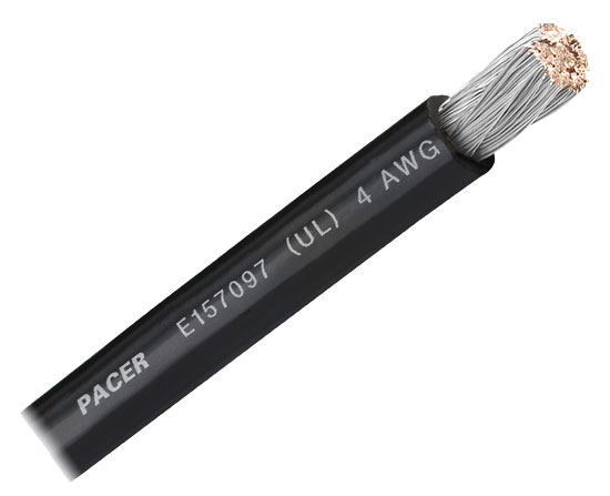 PACER BATTERY CABLE #4 BLACK TINNED (BY FOOT)