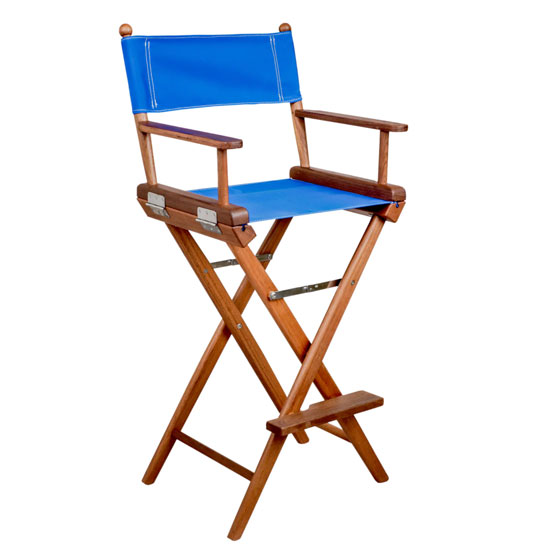 WHITECAP TEAK CAPTAINS CHAIR WITH PACIFIC BLUE SEAT COVERS