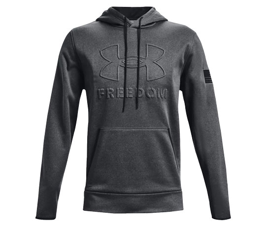 UNDER ARMOUR MENS FREEDOM HOODIE EMBOSSED CARBON BLACK MEDIUM