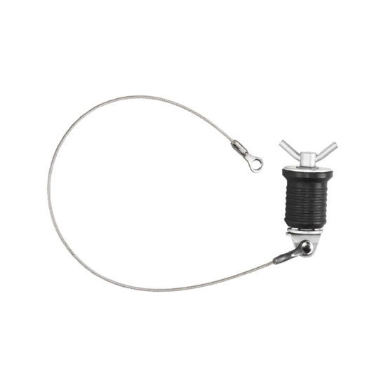 WHITECAP TEE HANDLE DRAIN PLUG WITH STAINLESS STEEL CABLE AND NUT