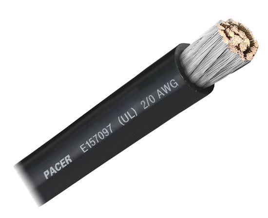 PACER BATTERY CABLE 2/0 BLACK TINNED (BY FOOT)