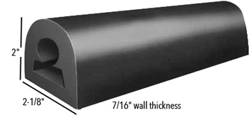 BUMPER RUBBER COMMERCIAL 2-1/8" W X 2" H D-SHAPE BLACK