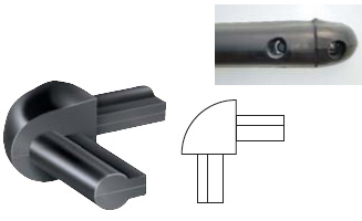 BUMPER RUBBER CORNER FOR DB-75 90 DEGREE BLACK