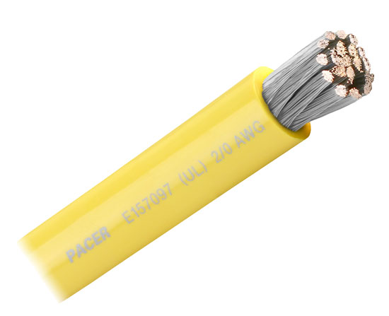 PACER BATTERY CABLE 2/0 YELLOW TINNED (100' REEL)