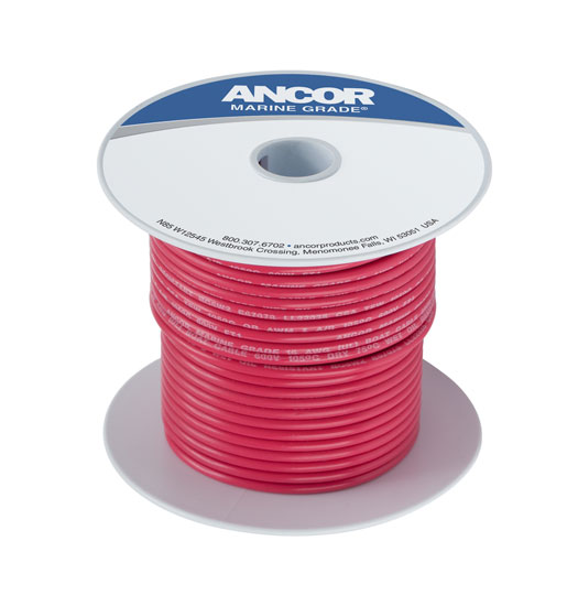 ANCOR TINNED COPPER WIRE SINGLE 12 GAUGE RED (BY / FOOT)