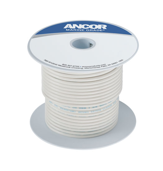 ANCOR TINNED COPPER WIRE SINGLE 12 GAUGE WHITE 100' REEL
