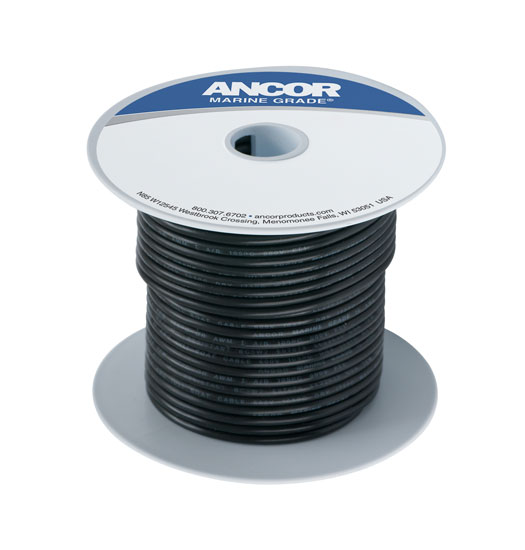 ANCOR TINNED COPPER WIRE SINGLE 10 GAUGE BLACK (25' REEL)