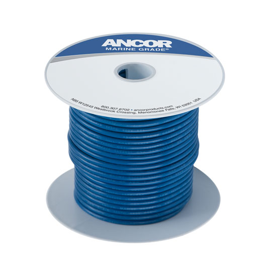 ANCOR TINNED COPPER WIRE SINGLE 10 GAUGE DARK BLUE (100' REEL)