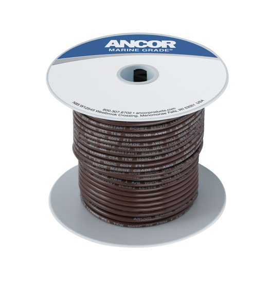 ANCOR TINNED COPPER WIRE SINGLE 16 GAUGE BROWN 25' REEL
