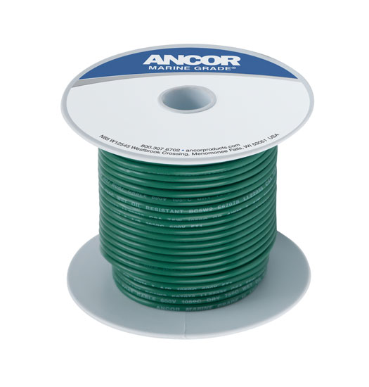 ANCOR TINNED COPPER WIRE SINGLE 14 GAUGE GREEN 18' REEL