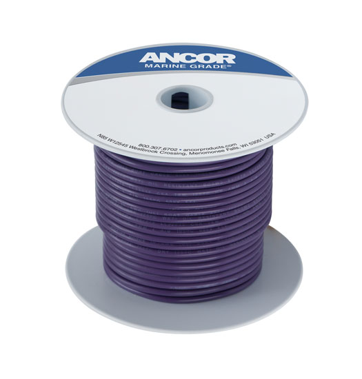 ANCOR TINNED COPPER WIRE SINGLE 14 GAUGE PURPLE 18' REEL