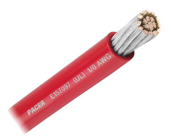 PACER BATTERY CABLE 1/0 RED TINNED (250' REEL)