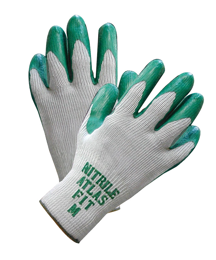 ATLAS GLOVE NITRILE COATED GREEN FIT MEDIUM (BY PAIR)