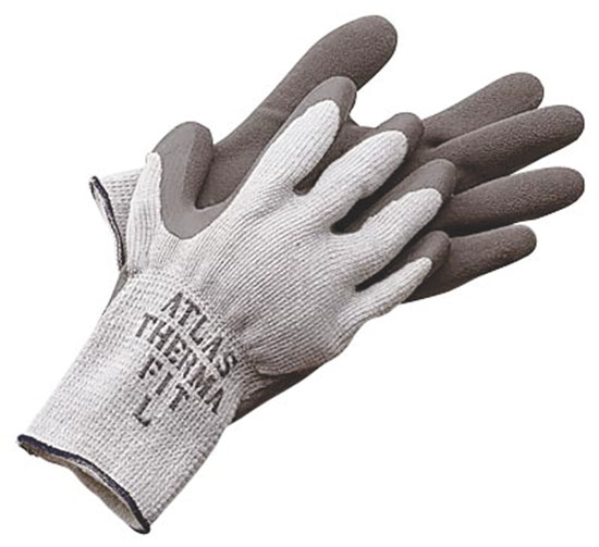 ATLAS GLOVE RUBBER COATED PALM & FINGERS GRAY THERMA FIT (PAIR OR DOZEN)
