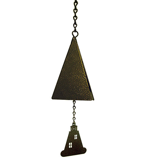 WIND BELL SHIP'S BELL WITH BRONZE LIGHTHOUSE WINDCATCHER