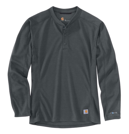 CARHARTT MIDWEIGHT HENLEY MENS BASE LAYER SHADOW GRAY 2X-LARGE
