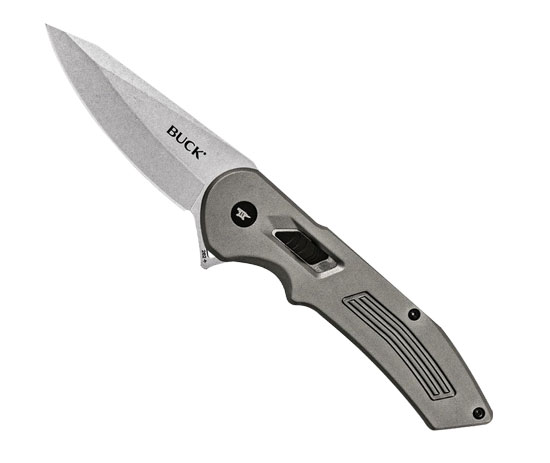 BUCK KNIFE HEXAM ASSIST ANODIZED ALUMINUM HANDLE GRAY