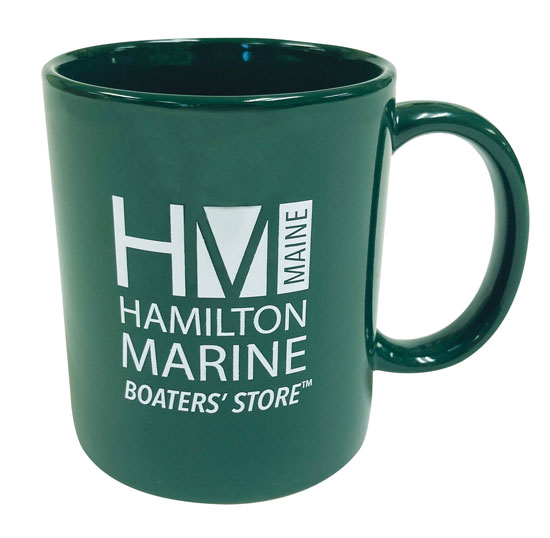 HAMILTON MARINE COFFEE MUG 11OZ GREEN WITH BLOCK LOGO